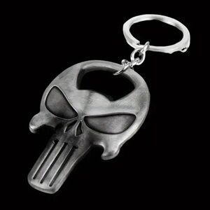 ‼️$7‼️ Punisher Skull Bottle Opener Keychain - Retro Metal Ornament, Zinc Alloy,